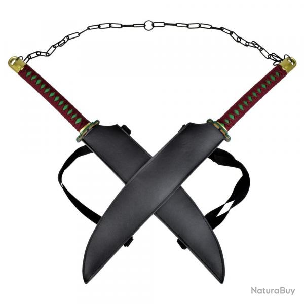 PAIRE DE MACHETTES EPEES COSPLAY LAME ACIER DEMON SLAYER