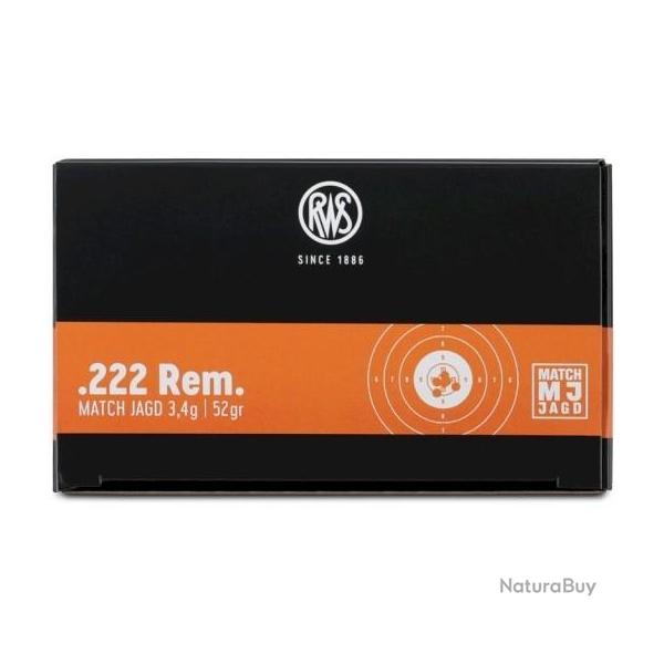 Munitions RWS cal.222rem mj 3.4g 52gr par 30