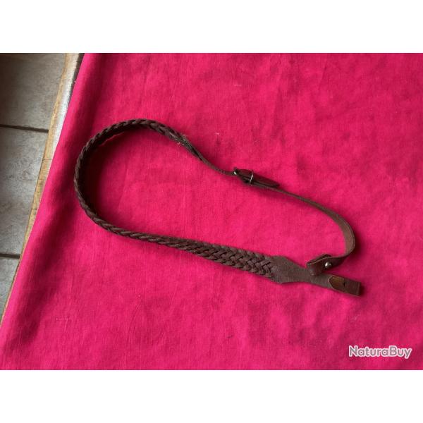 Bretelle en cuir tresse marron fonc, pas de prix de rserve