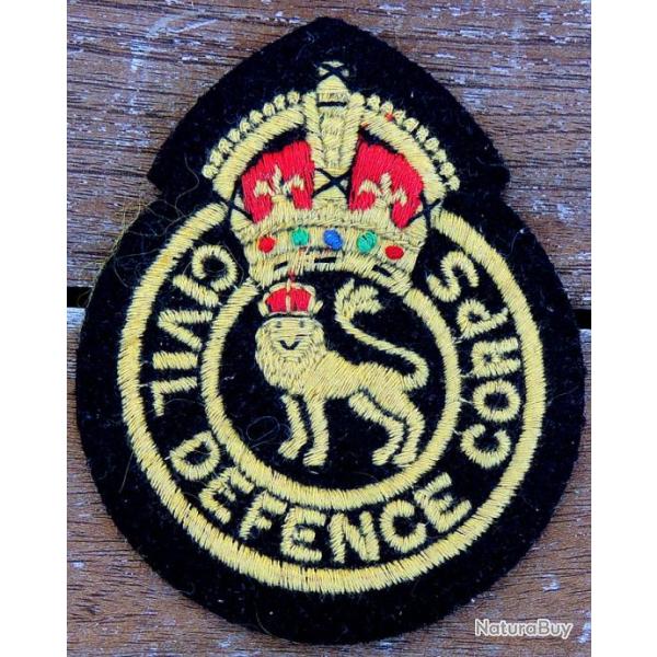 Ancien Patch  coudre (cusson) Civil Defence Corps (Grande-Bretagne) pour collection ne pas porter
