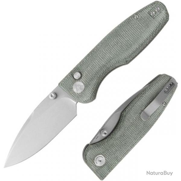 Couteau CMB Predator V3 OD Green Lame Acier 14C28N Manche Micarta Button Lock IKBS CMB19A