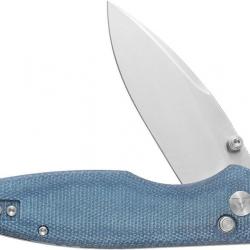 Couteau CMB Predator V3 Blue Lame Acier 14C28N Manche Micarta Button Lock IKBS CMB19D