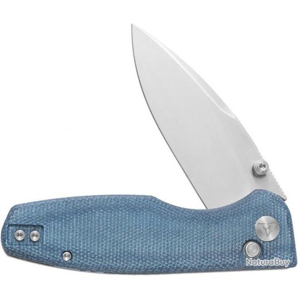 Couteau CMB Predator V3 Blue Lame Acier 14C28N Manche Micarta Button Lock IKBS CMB19D