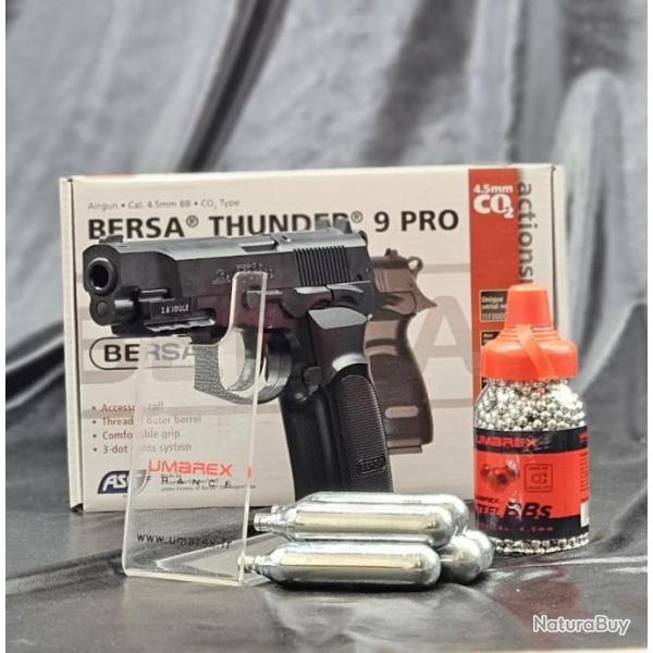 Pack prt  tirer Bersa Thunder 9 pro calibre 4,5 mm bille acier + 1500 Bille + 5X capsules CO2