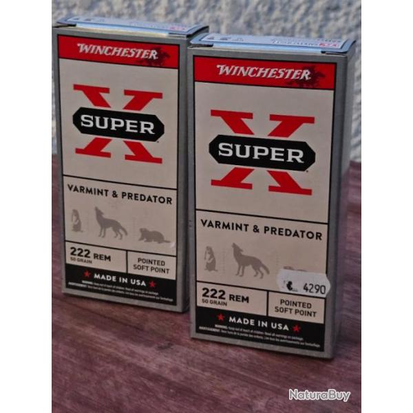 Lot de balles Winchester calibre 222 Remington