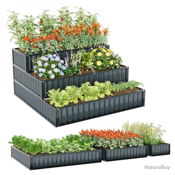 Jardinire Surleve Escalier Plantes Mtal 3 Niveaux Base Ouverte Accessoire Supports Bacs Jardin