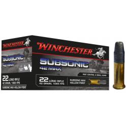 WINCHESTER Subsonic 42 MAX cal.22 Lr Pointe creuse (Spécial Silencieux) 20 boites ( 1000 munitions )