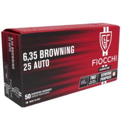 Munitions Fiocchi calibre 6,35 Browning- 25acp - 50gr FMJ