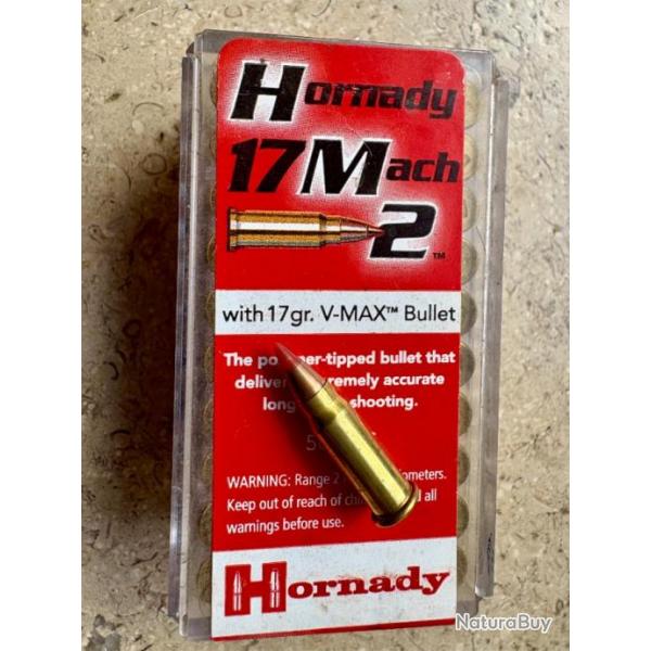 CARTOUCHE 17 MATCH 2 HORNADY 17 GR V-MAX BULLET BOITE DE 50