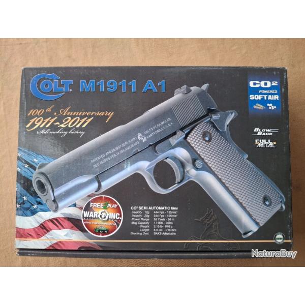 Pistolet COLT M1911 A1 Airsoft CO2 6mm Blow Back Mtal