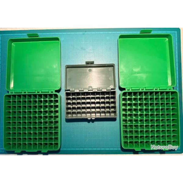 2 Boites MTM en plastic vert 100 cases & 1 boites 50 cases pour 38 & 357