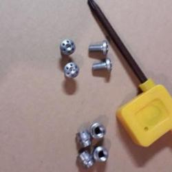 KIT FIXATION DE PLAQUETTE COLT 1911 / 1911A1 ET CLONE. VIS TORX (INOX) + INSERT + CLE / INOX 416