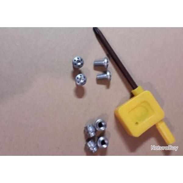 KIT FIXATION DE PLAQUETTE COLT 1911 / 1911A1 ET CLONE. VIS TORX (INOX) + INSERT + CLE / INOX 416