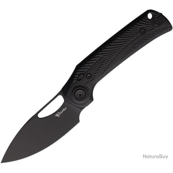 Couteau Pliant Reate PL-XE Black Lame Drop Point Acier Nitro-V Manche Micarta Noir Pivot Lock REA168