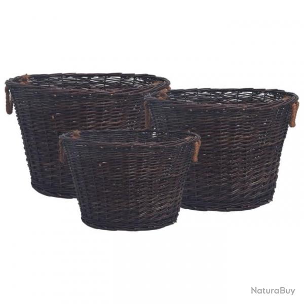 Jeu 3 paniers empilables  bois de chauffage Marron fonc Saule