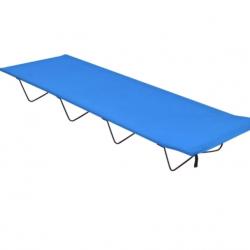 Lit de camping pliable 180x60x19 cm - Tissu Oxford & Acier - Lit de Camp Bleu