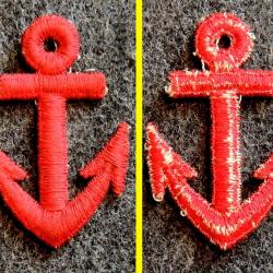 Ancien Patch à coudre Marine Ancre de Marine rouge détourée pour collection ne pas porter