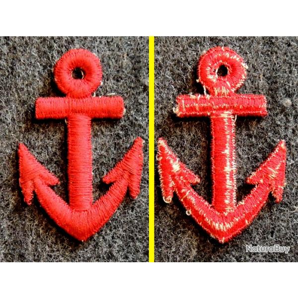 Ancien Patch  coudre Marine Ancre de Marine rouge dtoure pour collection ne pas porter