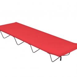 Lit de camping pliable 180x60x19 cm - Tissu Oxford & Acier - Lit de Camp Rouge