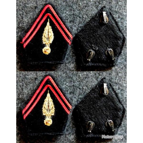 Patch paire de 2 Pattes de col ; gnie Officier grenade en cannetille (Velours noir) pour collection