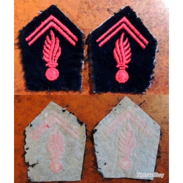 Patch paire de 2 anciennes Pattes de col de Sapeurs Pompiers pour collection Ne pas porter