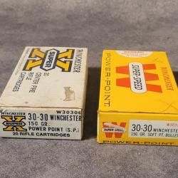 Lot de 2 boîtes WINCHESTER 30-30 150gr PowerPoint #enchère 1e sans prix de reserve !!!