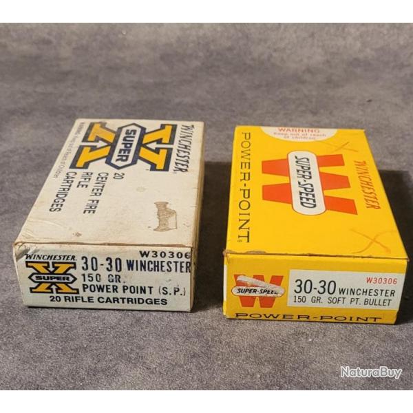 Lot de 2 botes WINCHESTER 30-30 150gr PowerPoint #enchre 1e sans prix de reserve !!!