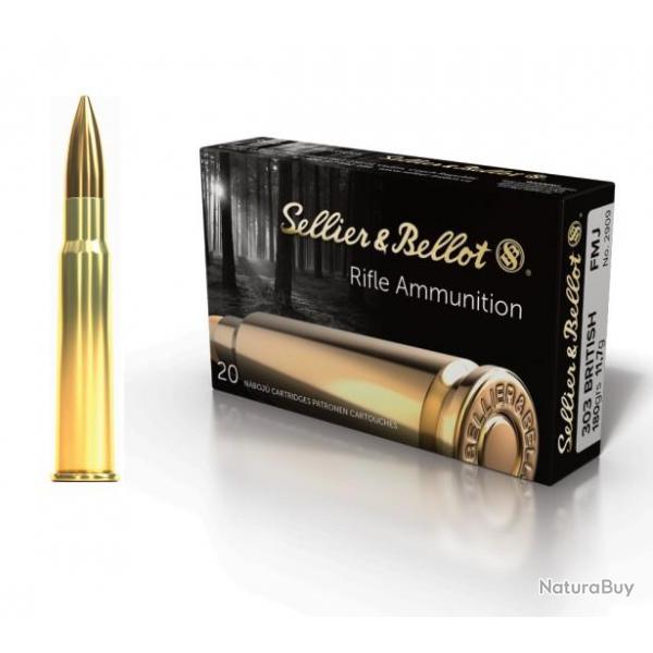 Munitions Sellier & Bellot Calibre 303 British FMJ 180 grains par 20