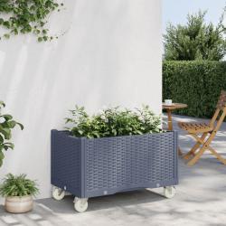 Jardinière à roulettes bleu gris 80x50x54 cm PP alsavelo