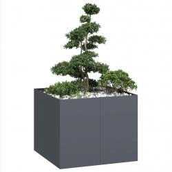 Jardinière anthracite 100x100x80 cm acier alsavelo