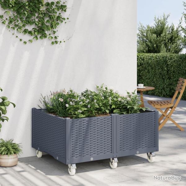 Jardinire  roulettes bleu gris 100x80x54 cm PP alsavelo