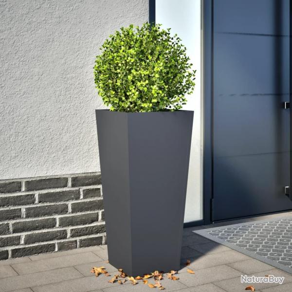 Jardinire anthracite 35x35x75 cm acier alsavelo