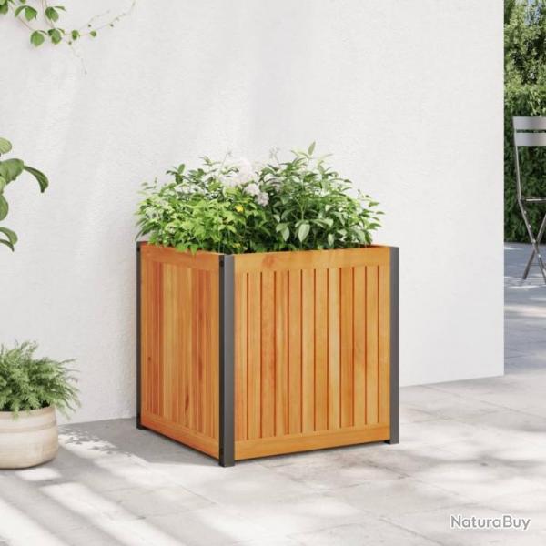 Jardinire 45x45x44 cm bois massif d'acacia et acier