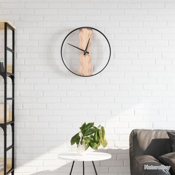 Horloge murale marron 35 cm fer et bois de chne alsavelo