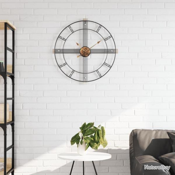 Horloge murale noir 60 cm fer alsavelo