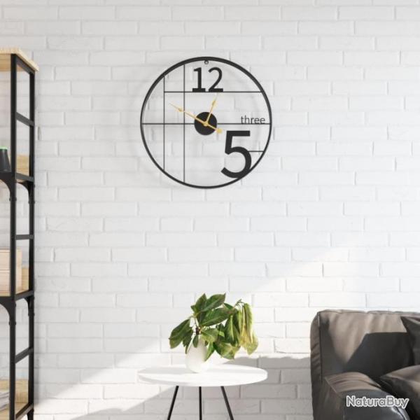 Horloge murale noir 50 cm fer