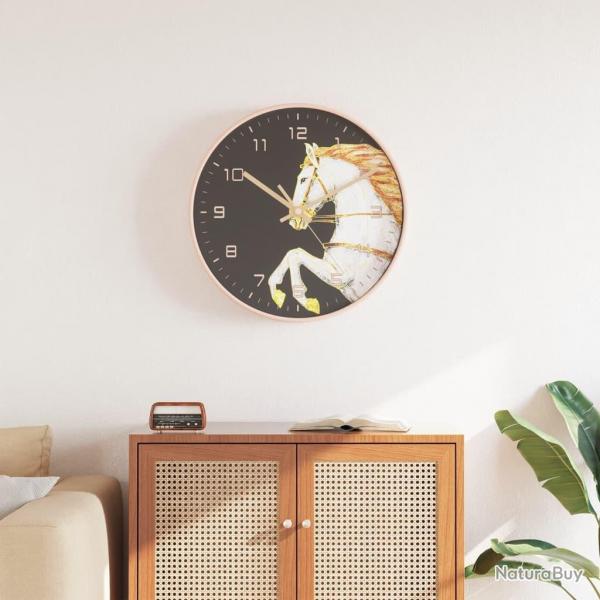 Horloge murale dor et blanc 29,5 cm polystyrne et verre alsavelo