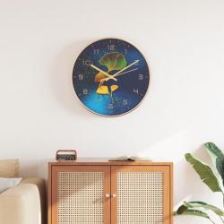 Horloge murale doré et bleu Ø29,5 cm polystyrène et verre alsavelo