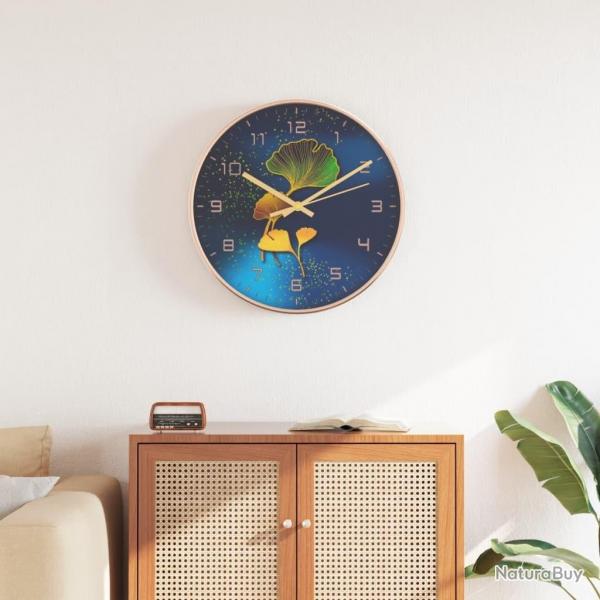 Horloge murale dor et bleu 29,5 cm polystyrne et verre alsavelo