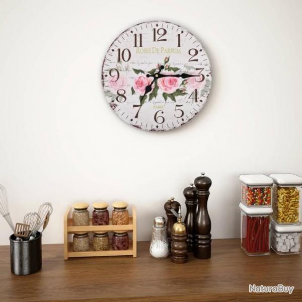 Horloge murale vintage Fleur 30 cm alsavelo