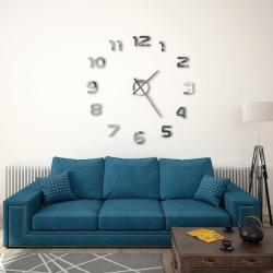 Horloge murale 3D Design moderne 100 cm XXL Argenté alsavelo