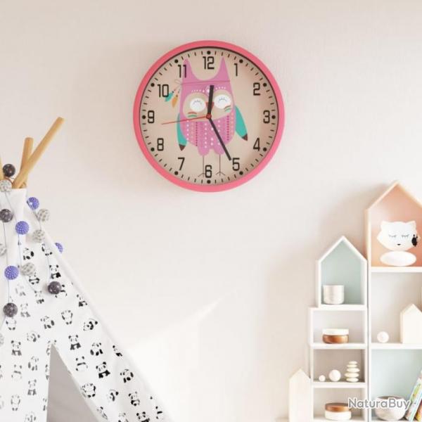 Horloge murale rose 25,5 cm polystyrne et verre