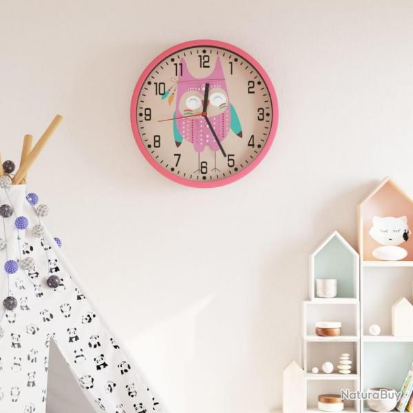 Horloge murale rose 25,5 cm polystyrne et verre alsavelo