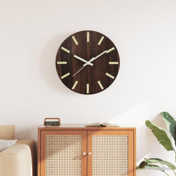 Horloge murale et chelles et aiguilles lumineuses marron 30cm alsavelo