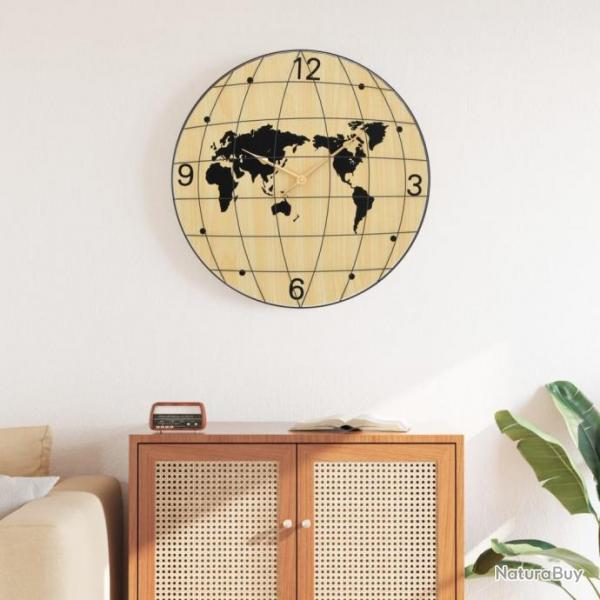 Horloge murale jaune et noir 50 cm bois d'ingnierie