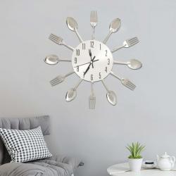 Horloge murale et cuillère et fourchette Argenté 31cm Aluminium alsavelo