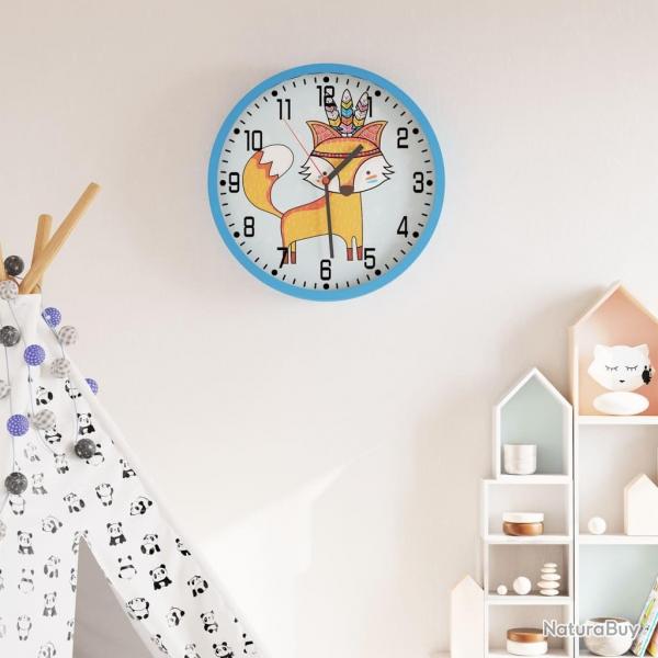 Horloge murale bleu 25,5 cm polystyrne et verre alsavelo