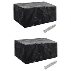 Housses de salon de jardin 2 pcs Rotin 8 oeillets 180 x 140 cm