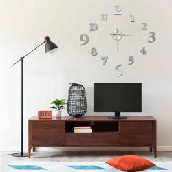 Horloge murale 3D Design moderne Argenté 100 cm XXL alsavelo