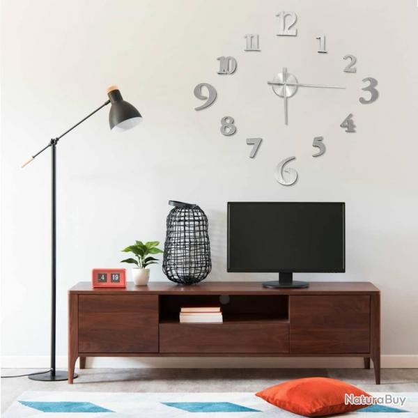 Horloge murale 3D Design moderne Argent 100 cm XXL alsavelo